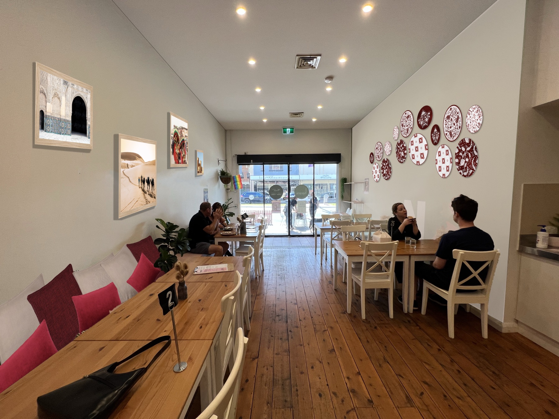 Al Maghrib restaurant interior showing communal seating