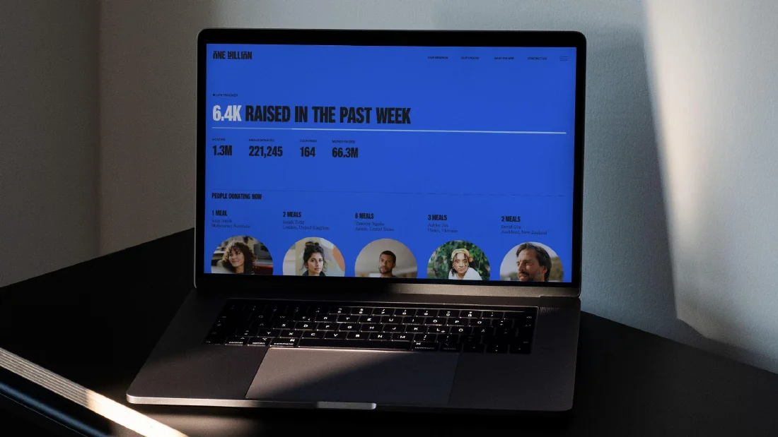 One Billion website shown on a laptop