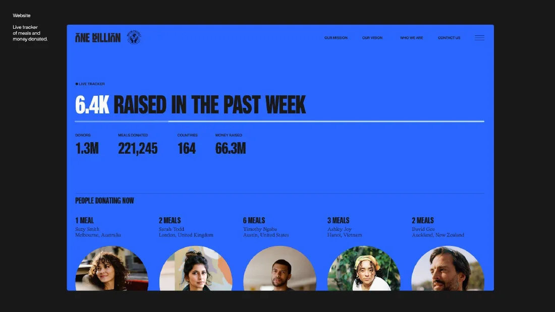 One Billion website interface