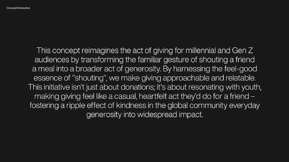 It's Your Shout concept rationale