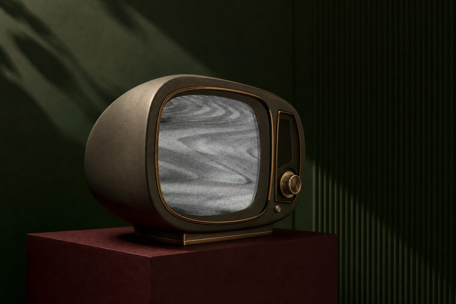 Abstract broadcast object representing focused AI transformation