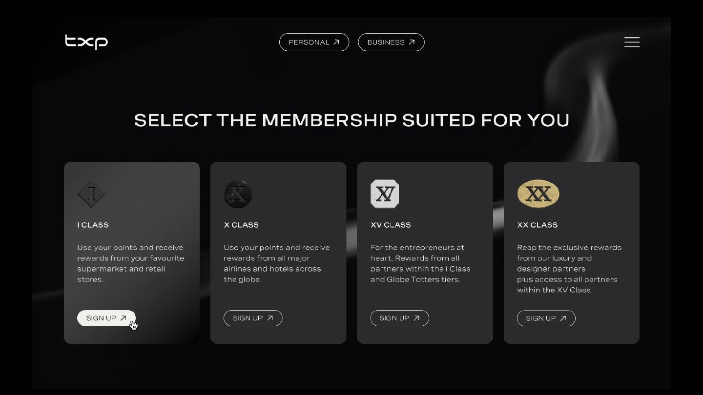 TrustXpay website membership comparison for I, X, XV and XX Class
