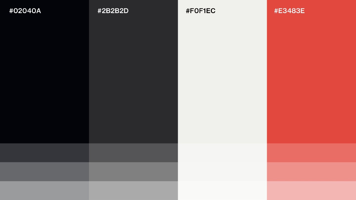 TrustXpay final black, charcoal, off-white and burnt orange colour palette