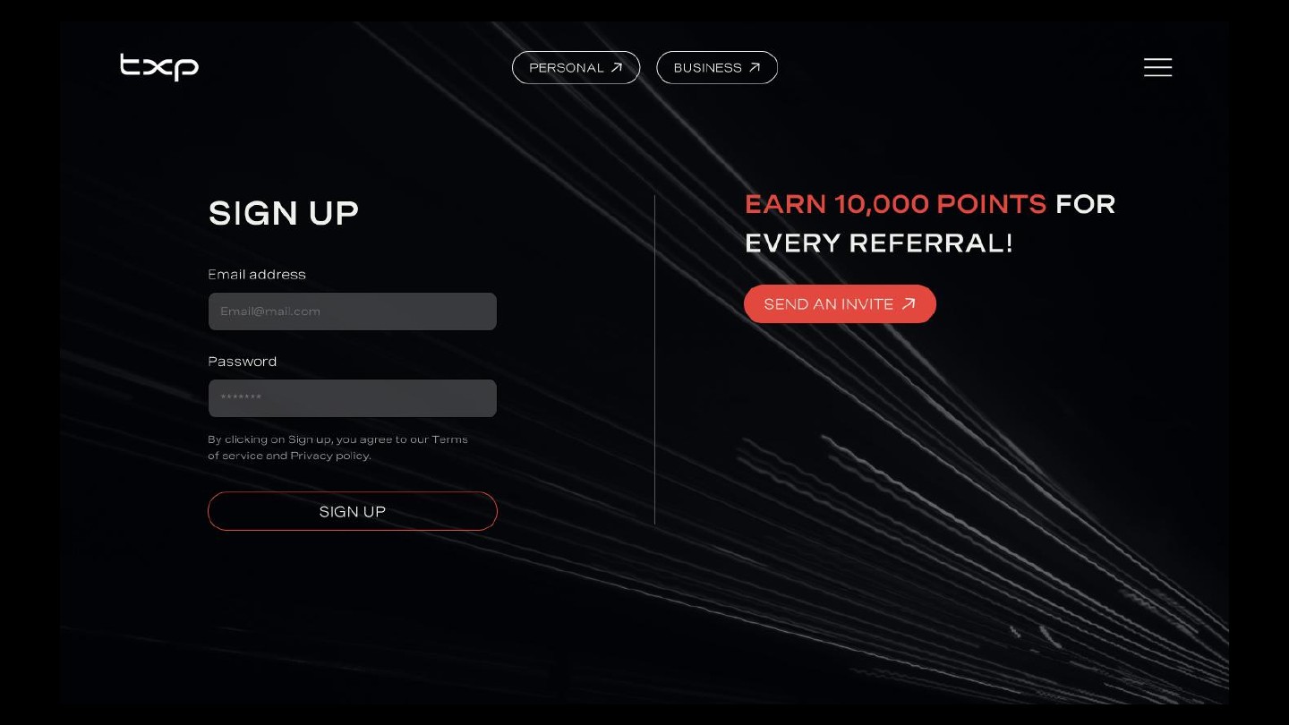 TrustXpay member referral campaign sign-up page