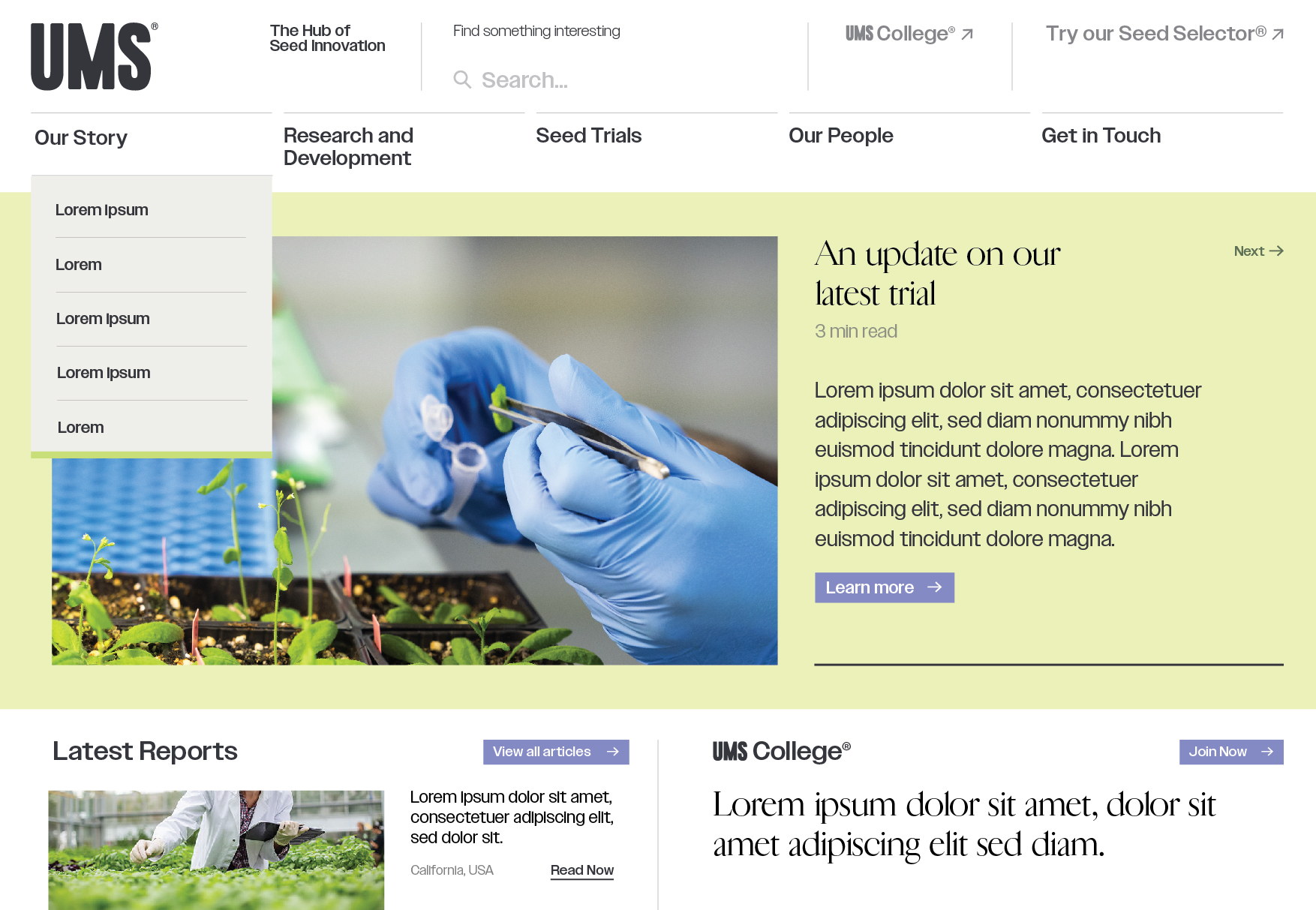 UMS education-led website homepage design