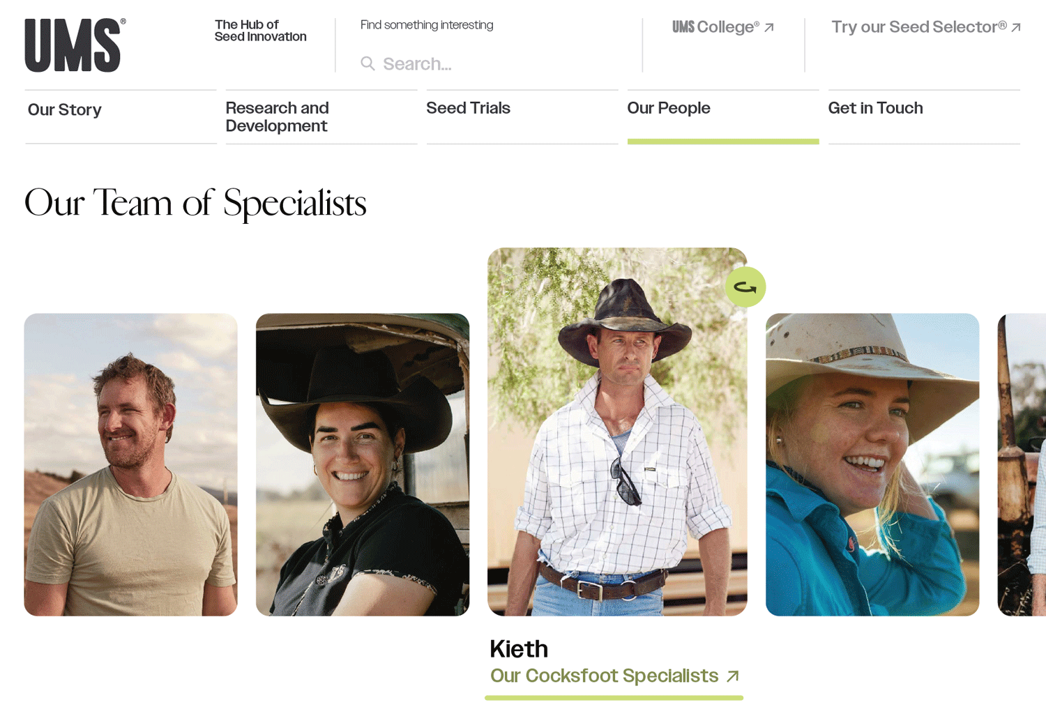 UMS team of seed specialists website experience
